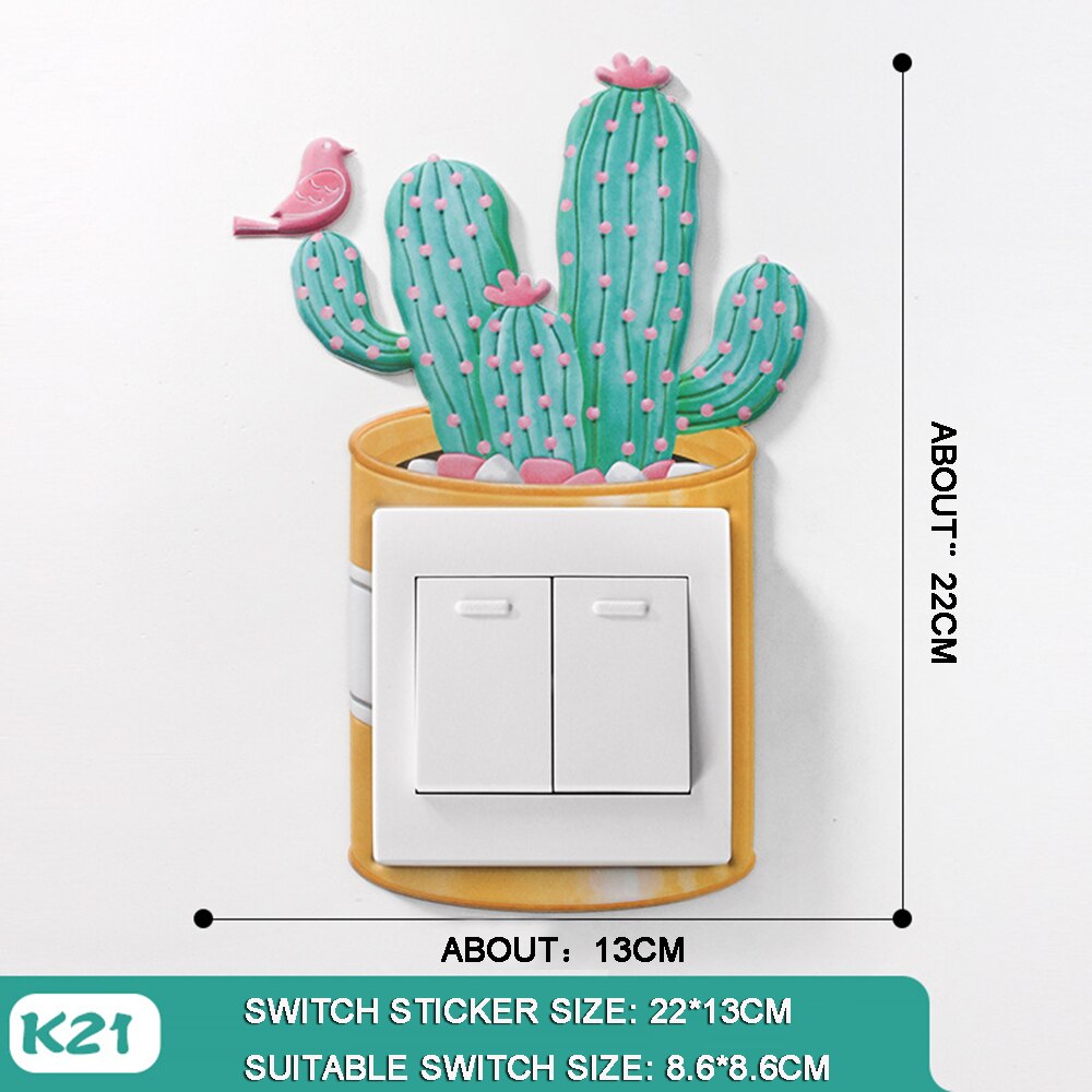 3D cartoon style switch sticker Home Decor Kids Room Decoration Stickers With Fairy Tale Animal Style Luminous Wall Sticker: K21