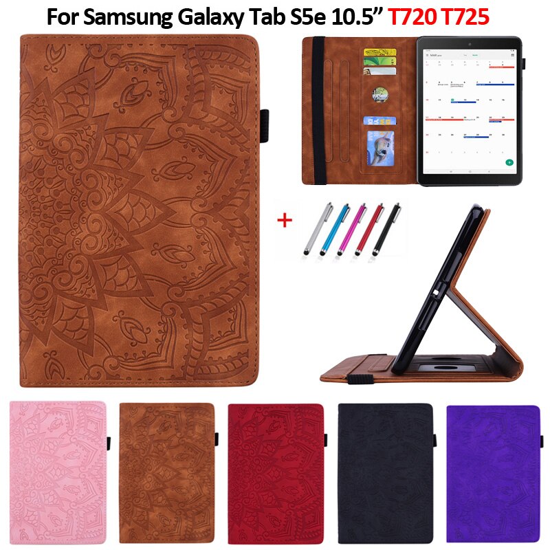 Coque voor samsung galaxy tab  s5e hoesje  t720 t725 reliëf leren portemonnee tablethoes funda voor galaxy tab  s5e hoesje 10.5 "