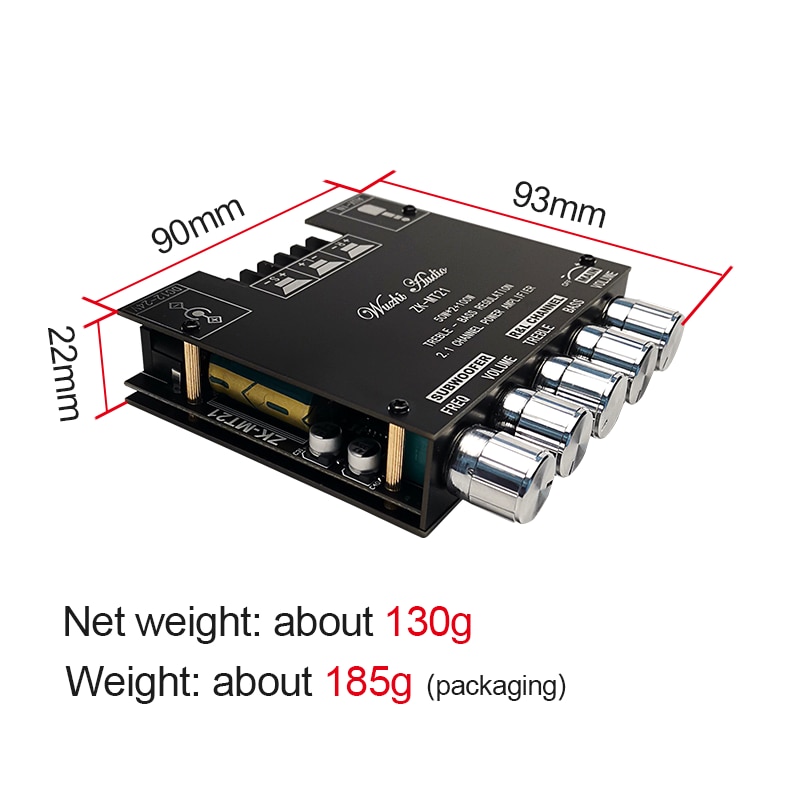 MT21 TB21 TPA3116 2.1 Channel Bluetooth 5.0 Subwoofer Amplifier Board 50WX2+100W Power Audio Stereo Amplifier Board Bass AMP AUX