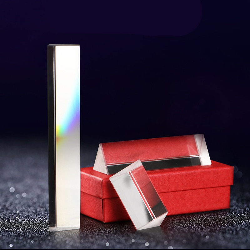 1PC Triangular Optical Prisms Glass Physics Teaching Refracted Light Spectrum Children Students Rainbow Maker 20x20x90mm