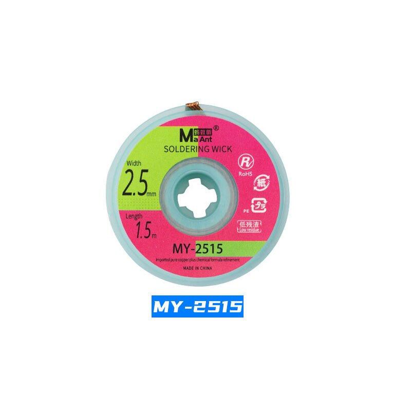 Ma-Ant Pure Copper Wire Plus Chemical Formula Precision Braid Solder Wire With Fast soldering/Low Residue For BGA Solder Repair: 2.5mm