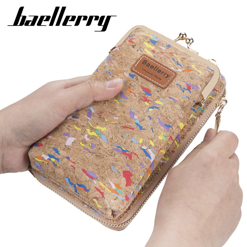 Women&#39;s Wallet Mobile Phone Bag Female Korean Large-capacity Floral Printed Messenger Bag Wood Grain Multi-card Lady