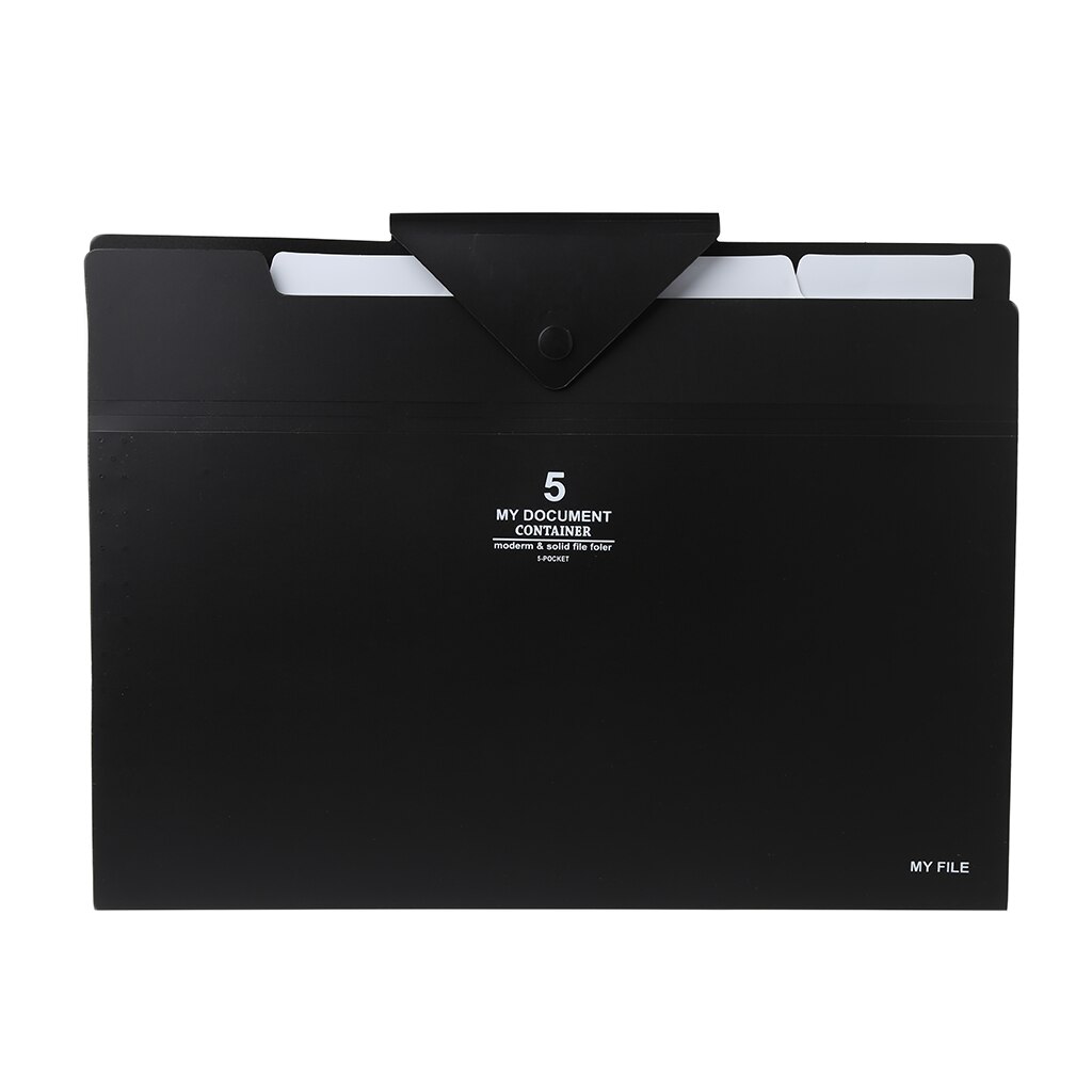 5 layer Expanding File Folder Organ Bag A4 Organizer Paper Hold Document Folder: Black