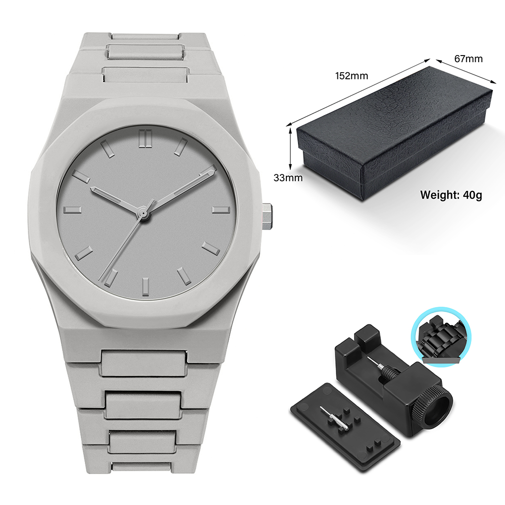 Relojes de plástico ligeros para hombres y mujeres, relojes clásicos de cuarzo resistentes al agua para hombres, nueva minimalista: Grey