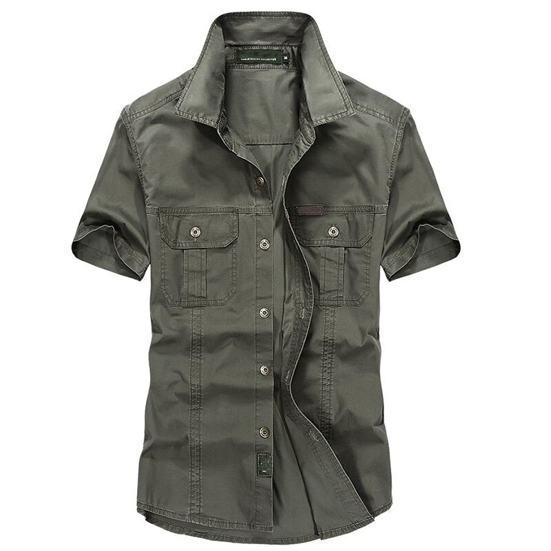 5XL Men Outdoor Summer Short Sleeve Shirt Plus Size Hiking Climbing Breathable Loose Shirts Trekking Fishing Sports Shirts: Green / 5XL