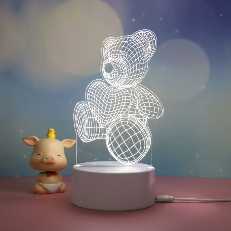 3d acryl usb led nachtlampjes voor op tafel, slaaplamp, thuiskantoor, wereldbol, kinderkamer, valentijnsdagdecoratie: I