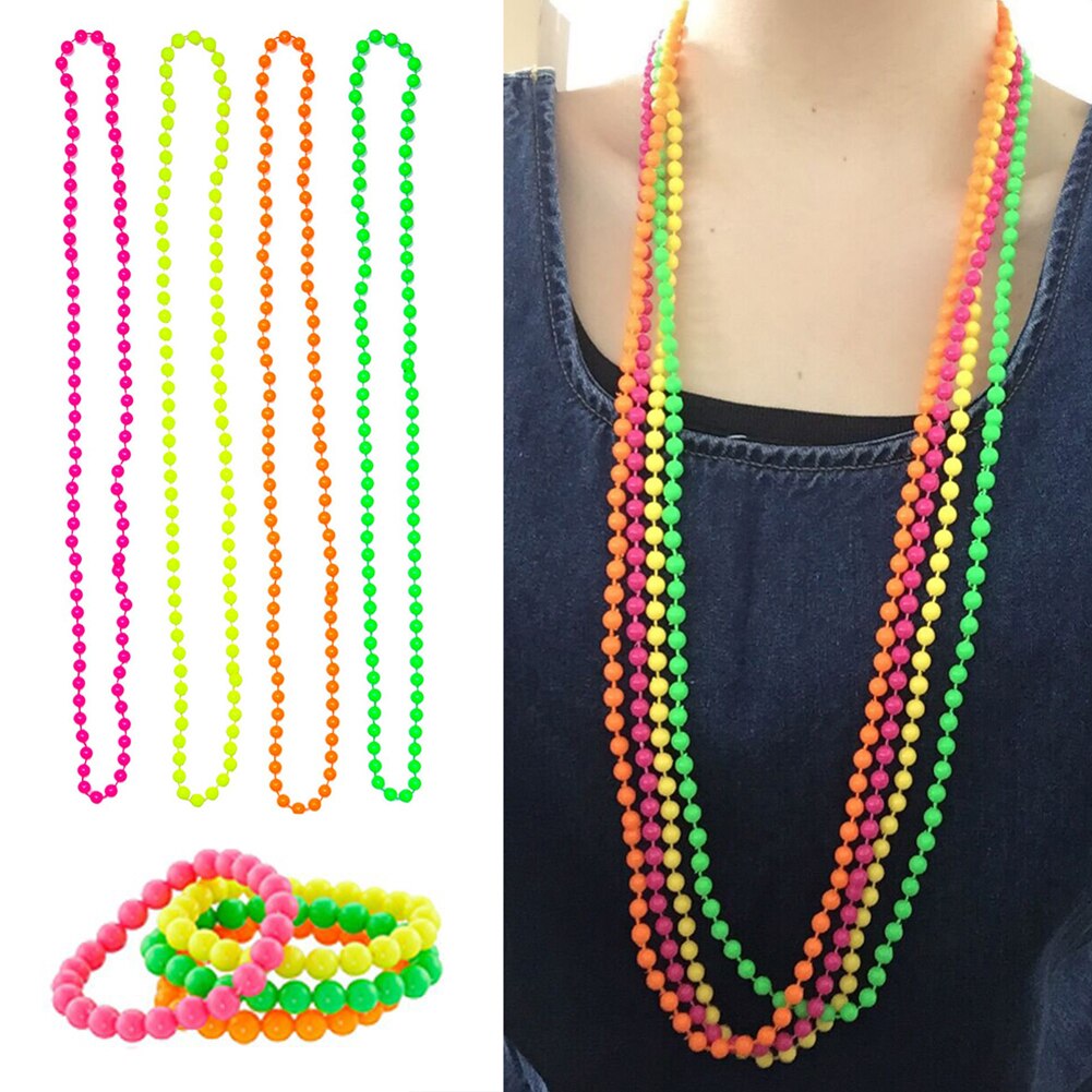 4 Uds. De hilo de cuentas de Color neón collares pulseras joyas accesorios de vestido de collar y pulsera accesorios de Cosplay