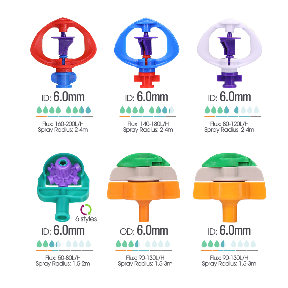 Tuin Micro Irrigatie Sprinklers Voor Gazon Boerderij Kas Water Systeem Mini Sproeiers Jet Automatische Roterende Breking Mondstuk