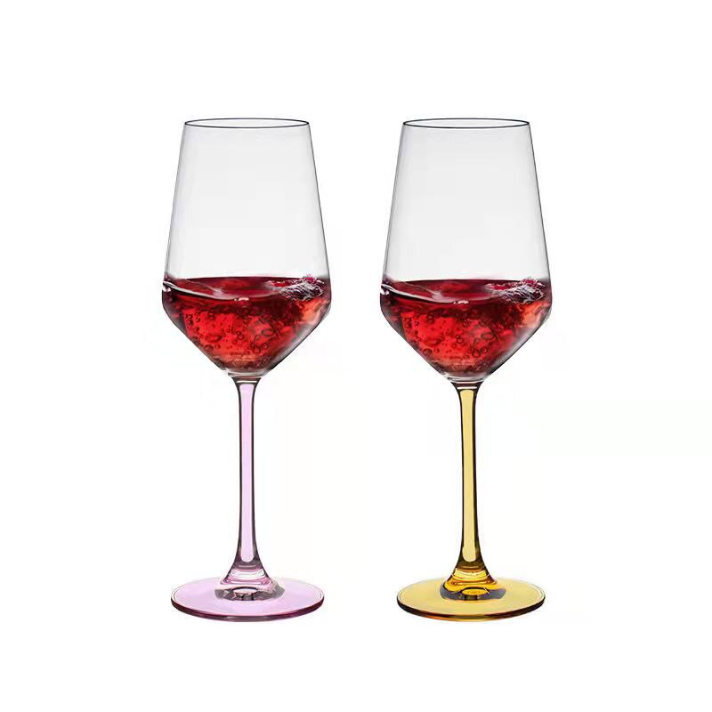 Vasos de cristal de Color rosa para cocina, Copa bonita, utensilios de cocina, champán, Burdeos, de boda, de amante de cumpleaños, 2 piezas: 1 pink 1 gold