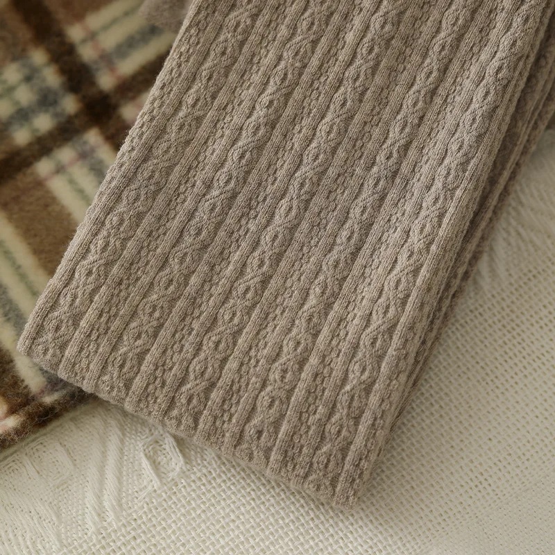 Figurformende, cremefarbene, gestreifte, gedrehte strumpfhose für damen, dünne Vlies-basisschichtsocken für frühling und herbst, Ideal für draussen-aktivitäzehn: 4g / Grau