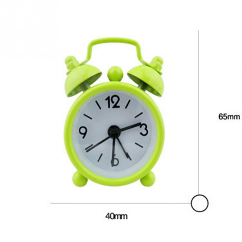 Retro Portable Cute Mini Cartoon Alarm Clock Round Number Double Bell Desk Table Digital Clock Home Decor