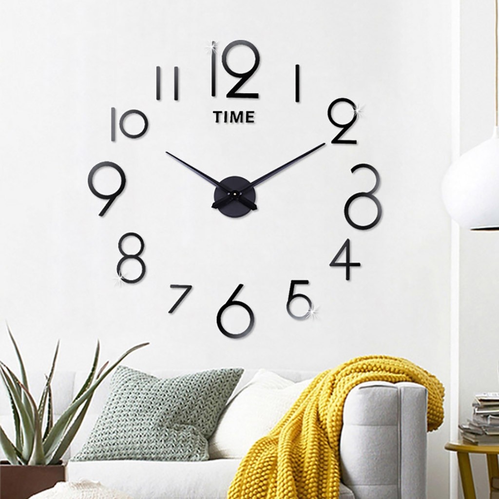 Moderne Doe-het-zelf Wandklok Met 3d Spiegelopperv Sticker Voor Huisdecoratie Kunst Gigantische Wandklok Horloge Met Romeinse Cijfers Grote Klok