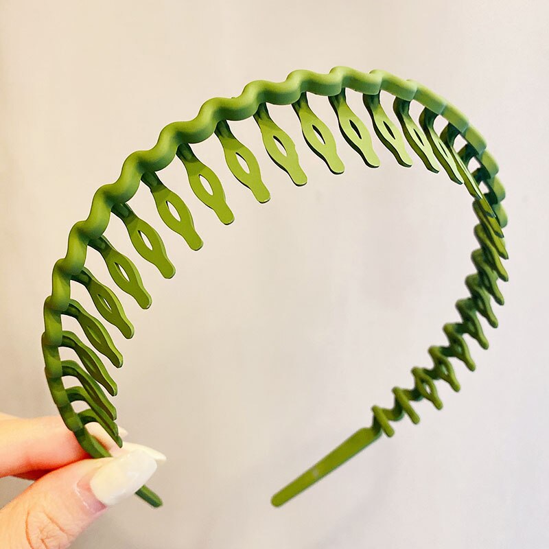 Diademas mate simples con ondas coloridas para mujer, aros para el cabello gruesos, diadema dulce, accesorios para el cabello a la: Verde