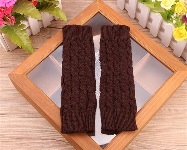 Vrouwen Warme Zachte Handschoenen Dame Winter Herfst Arm Warmer Twist Lange Vingerloze Knit Mitten Praktische Casual Handschoenen: Coffee