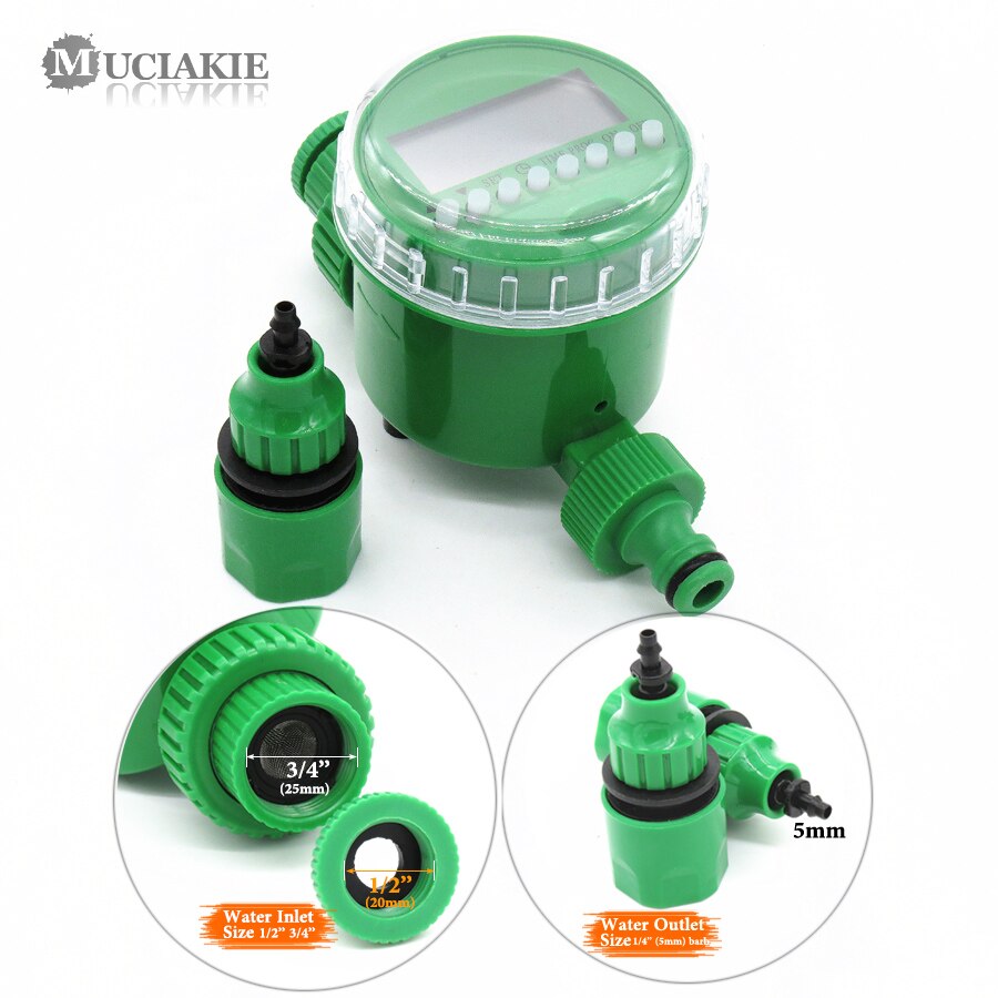 Garden Timer With 1/2/4-Way Hose Splitter Automatic Watering Irrigation Controller Adapter Connect 4/7mm 8/11mm 16mm Hose: AxAB686C