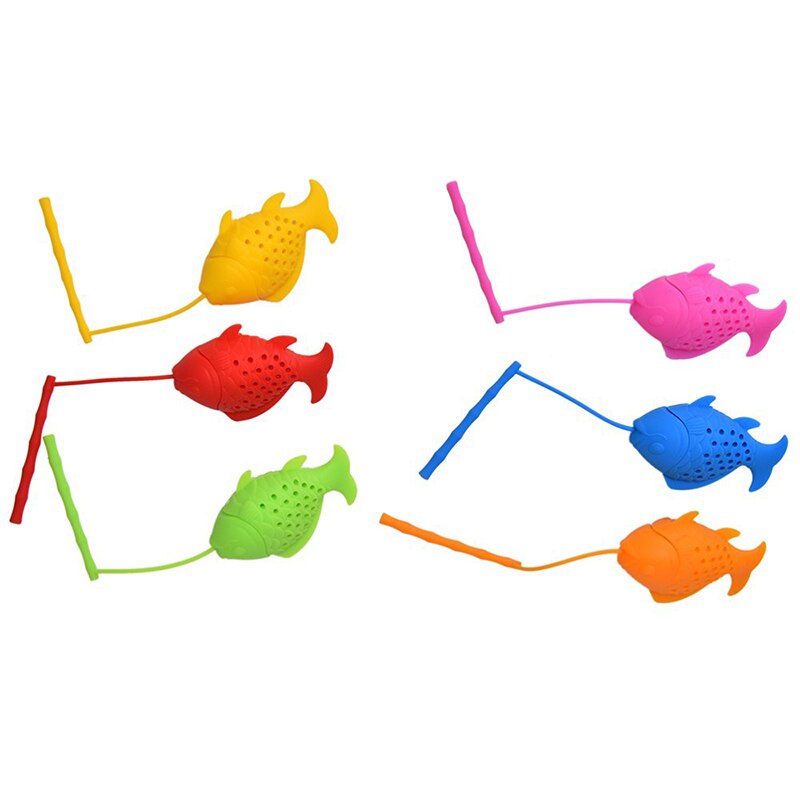 Leuke Kleine Vis Vorm Silicone Thee-ei Theezeefje Filter Siliconen Luiaard Thee Zetgroep Voor Drinken Koffie Thee Accessoires