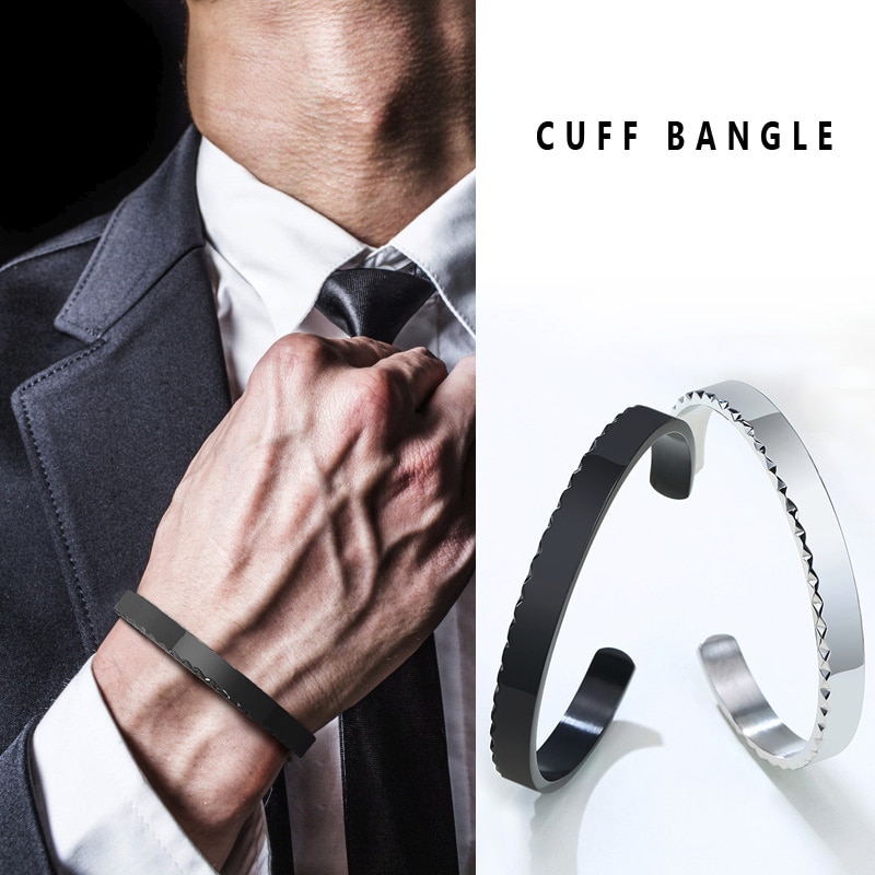 Gear cuff bangle voor heren, roestvrijstalen armband