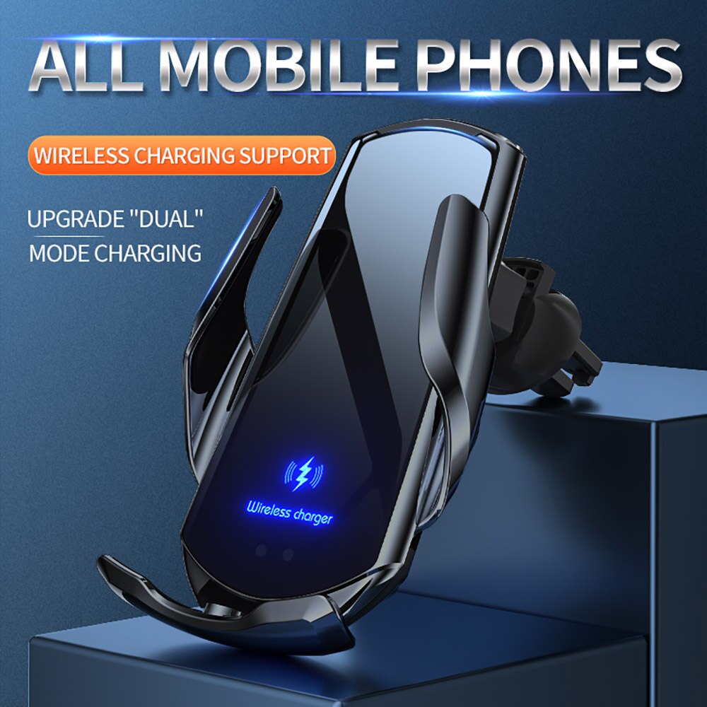 Cargador inalámbrico Qi para coche, sujeción automática de teléfono con soporte magnético, 15W, para iPhone 13, 12, 11 Pro, XR, X, 8, Samsung S20, S10