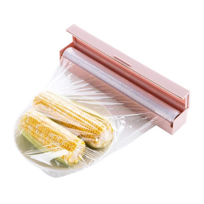 Caja de almacenamiento de papel de aluminio para cocina, rollo de película transparente con cuchilla, para cortar papel higiénico