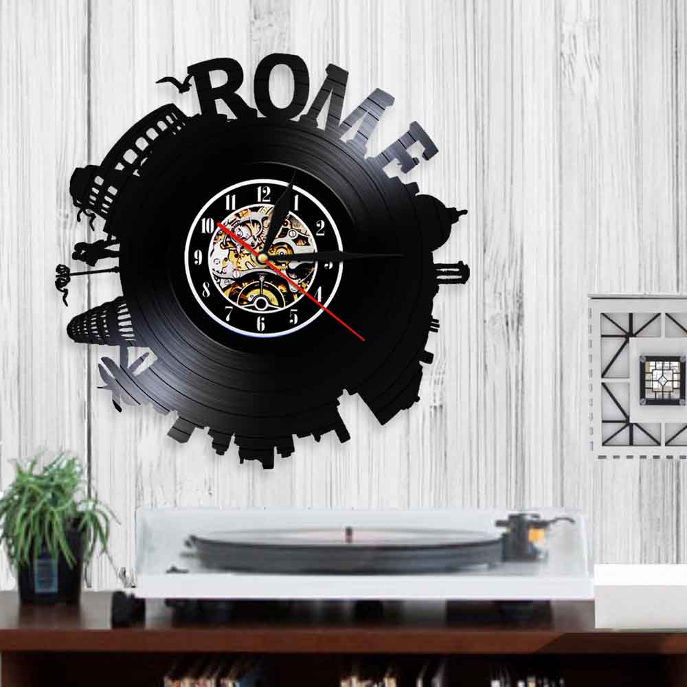 Horloge murale en vinyle 3D, pièce d&#39;art créative, paysage urbain, italie, Rome