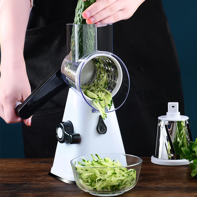 Potet gulrot raspe skiver grønnsakskutter rund mandoline skiver rustfritt stål multifunksjonelle helikopterblader kjøkkenutstyr