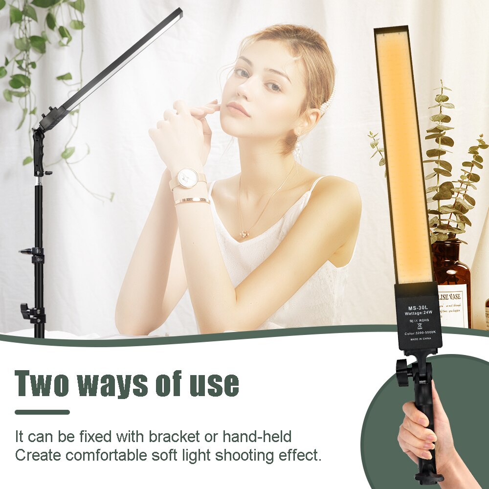 Led Bi-Kleur Vullen Licht Kit Dimbare 3200-5500K Fotografie Verlichting Met 160Cm Statief Lange Strips handheld Selfie Make Lamp