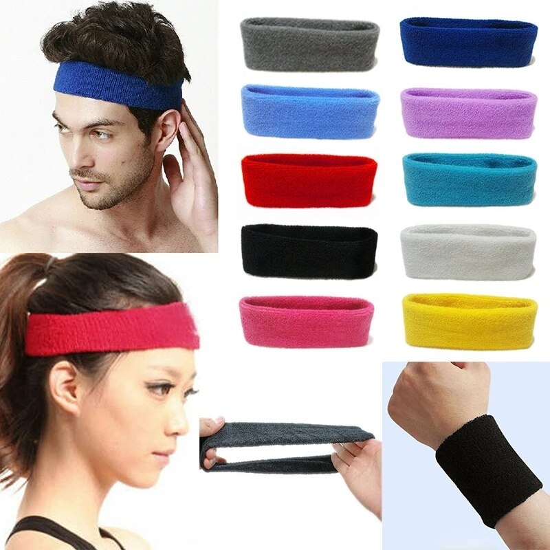 Katoen Sport Hoofdband Zweetband Voor Mannen Vrouwen Unisex Yoga Haarband Gym Stretch Head Bands Sterke Elastische Fitness Basketbal Band