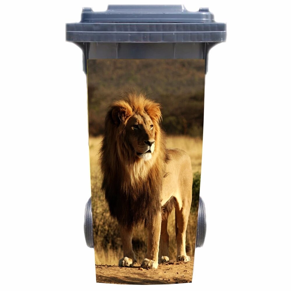 DIY modern Prairie Lion Adhesive Removable Waterproof Sticker Decals Rubbish bin trash can Cover sticker 120liter 240liter