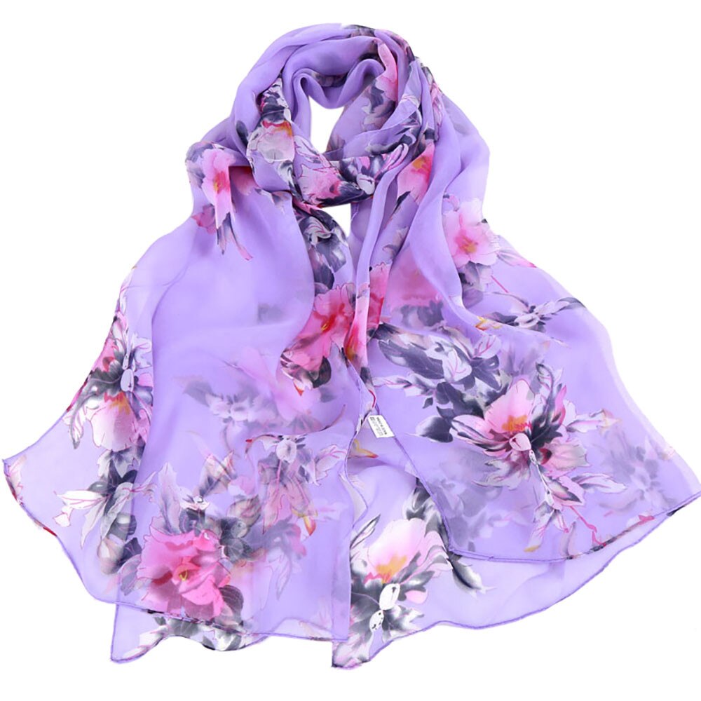 Vrouwen Perzik Bloesem Print Sjaal Zomer Dunne Zachte Wrap Dames Elegante Bloemen Sjaal Ademend Chiffon Sjaals Halsdoek Tippet: e