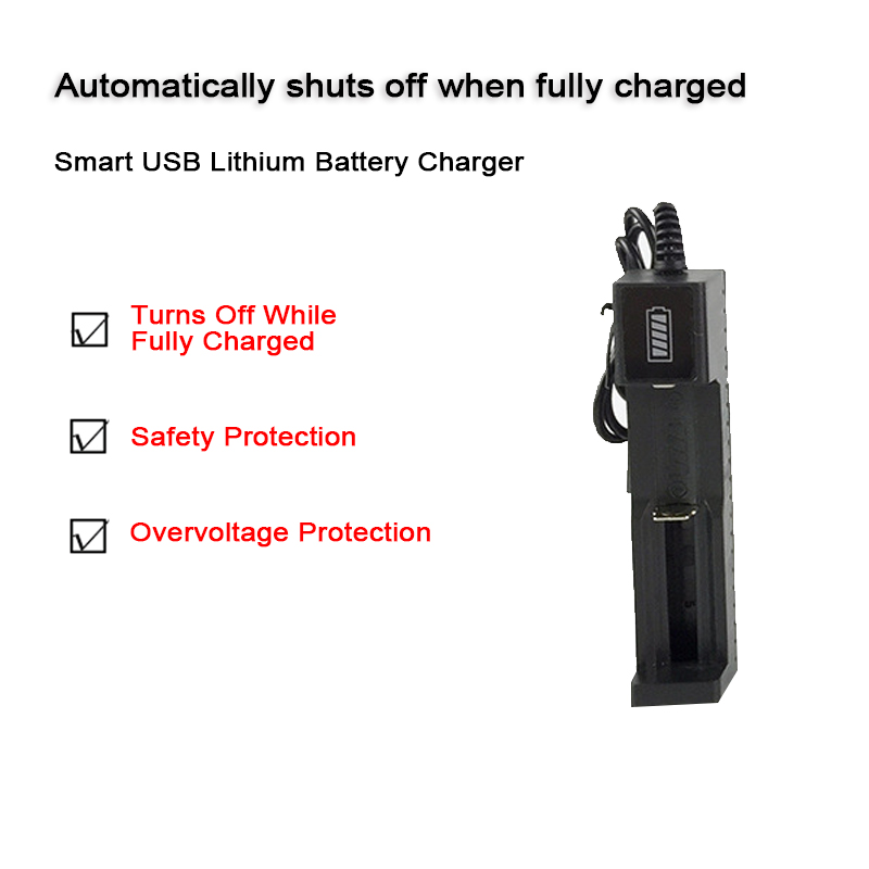 Smart USB Li-ion 18650 Battery Charger Portable Power Charging 4.2V 14500 16340 16650 14650 18350 18650 Lithium Battery Chargers: 1 Slot
