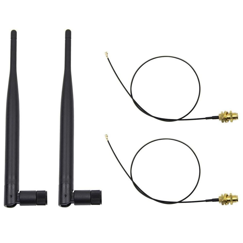 2 x 6dBi 2.4GHz 5GHz Dual Band WiFi RP-SMA Antenna + 2 x 35cm U.fl / IPEX Cable: Default Title