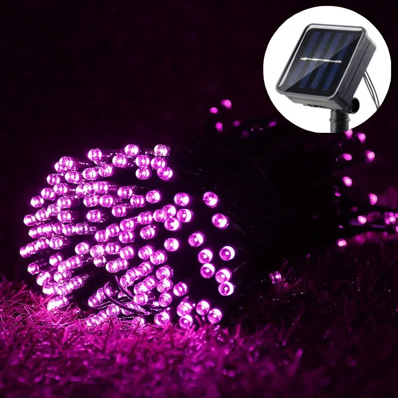 Guirnalda de luces LED solares, 8 modos de iluminación, tira de luces parpadeante impermeable para exteriores, para decoración de fiestas en el jardín, árboles y vacaciones: changeable / 0-5 W