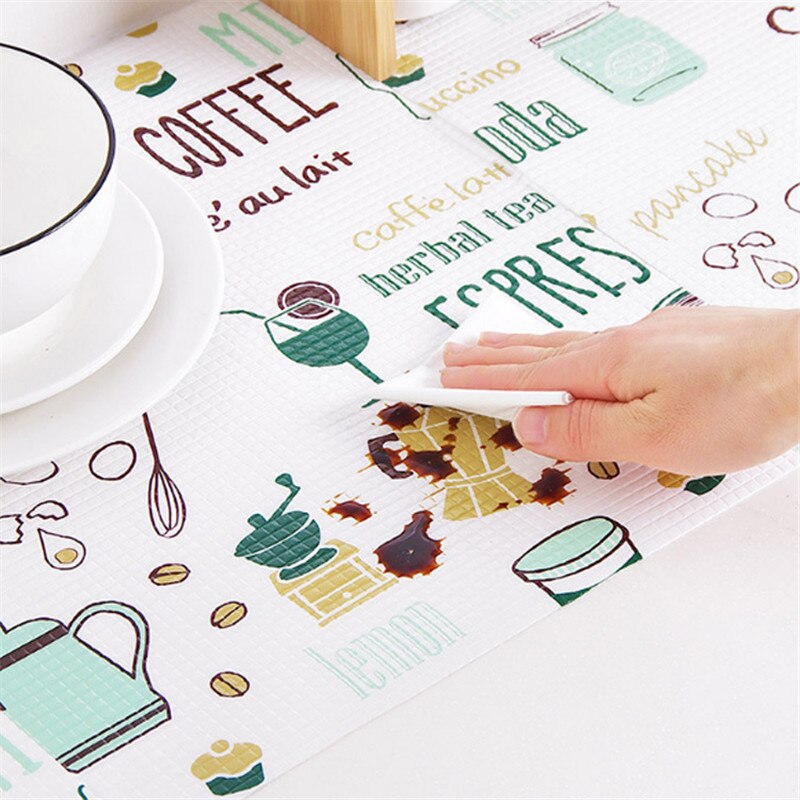5M Kitchen Stickers Oil-proof Table Mat Placemat for Dining Table Drawer Shelf Liner Waterproof Mat pad Tile Floor Stickers
