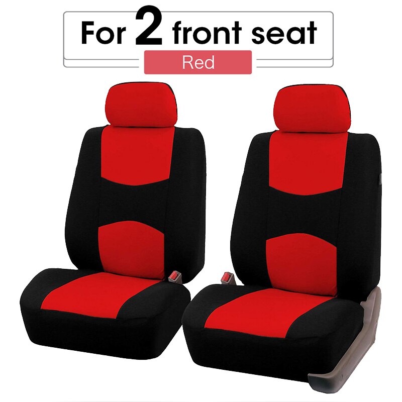 Full Set Car Seat Covers on Blue,Front and Rear Seat Protection Universal Fit AutoTruck Van SUV,For Toyota Yaris Nissan Citroen: 2pcs-front red