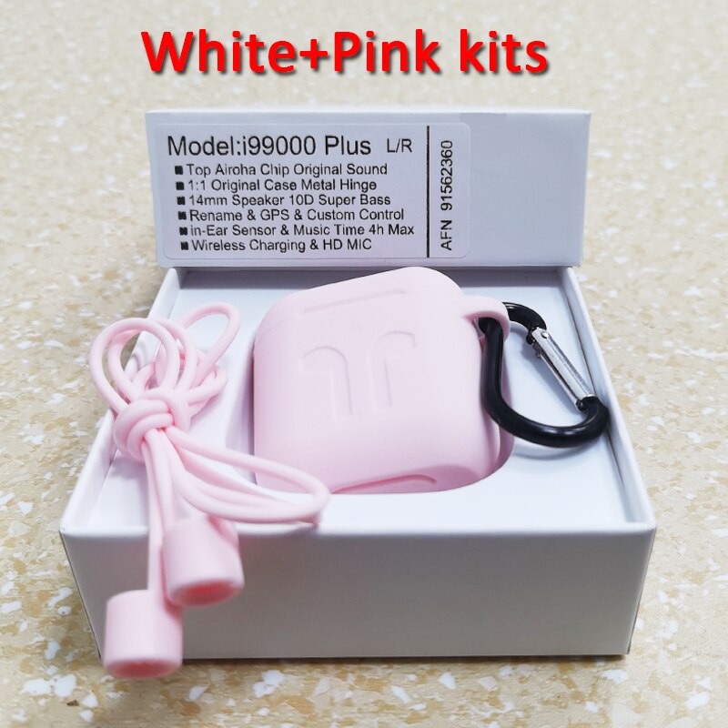 I99000 Plus TWS sans fil Bluetooth écouteur PK i5000 i9000 Pro i99999 Plus TWS Air2 haut Airoha 1562A puce avec charnière en métal de texte: White-Pink kits