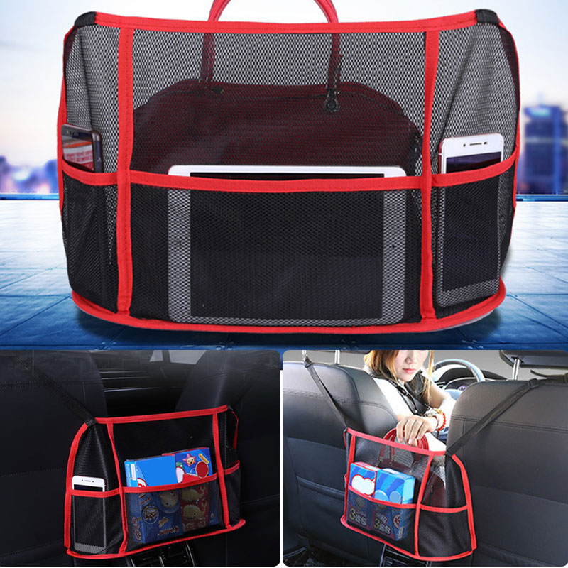 Car Net Pocket Seat Back Mesh Organizer Handbag Holder Net Bag Barrier of Backseat Pet Kid Auto Storage Pouch for Phone Document