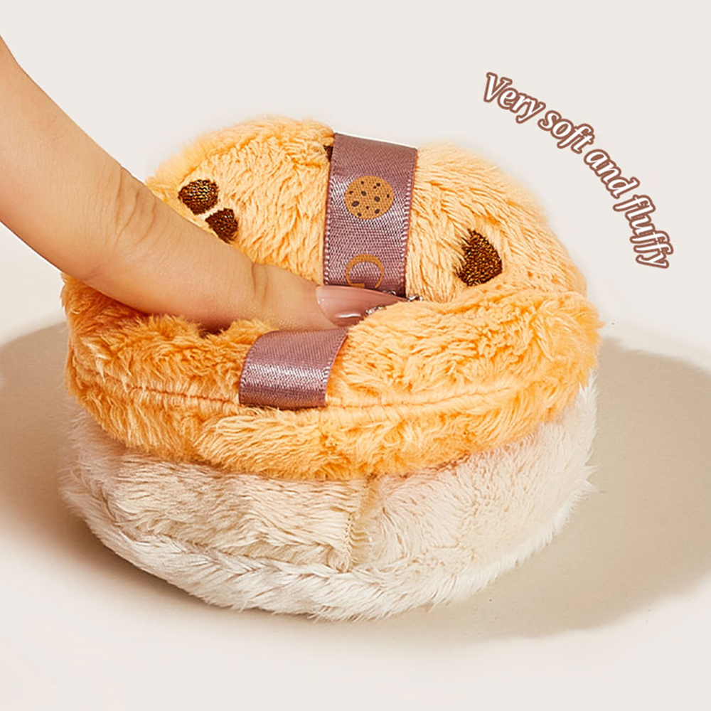 GECOMO bouffée de poudre floquée douce et mignonne, matériau respectueux de la peau, bouffée de poudre en peluche adaptée à l'outil de maquillage de réglage de poudre libre