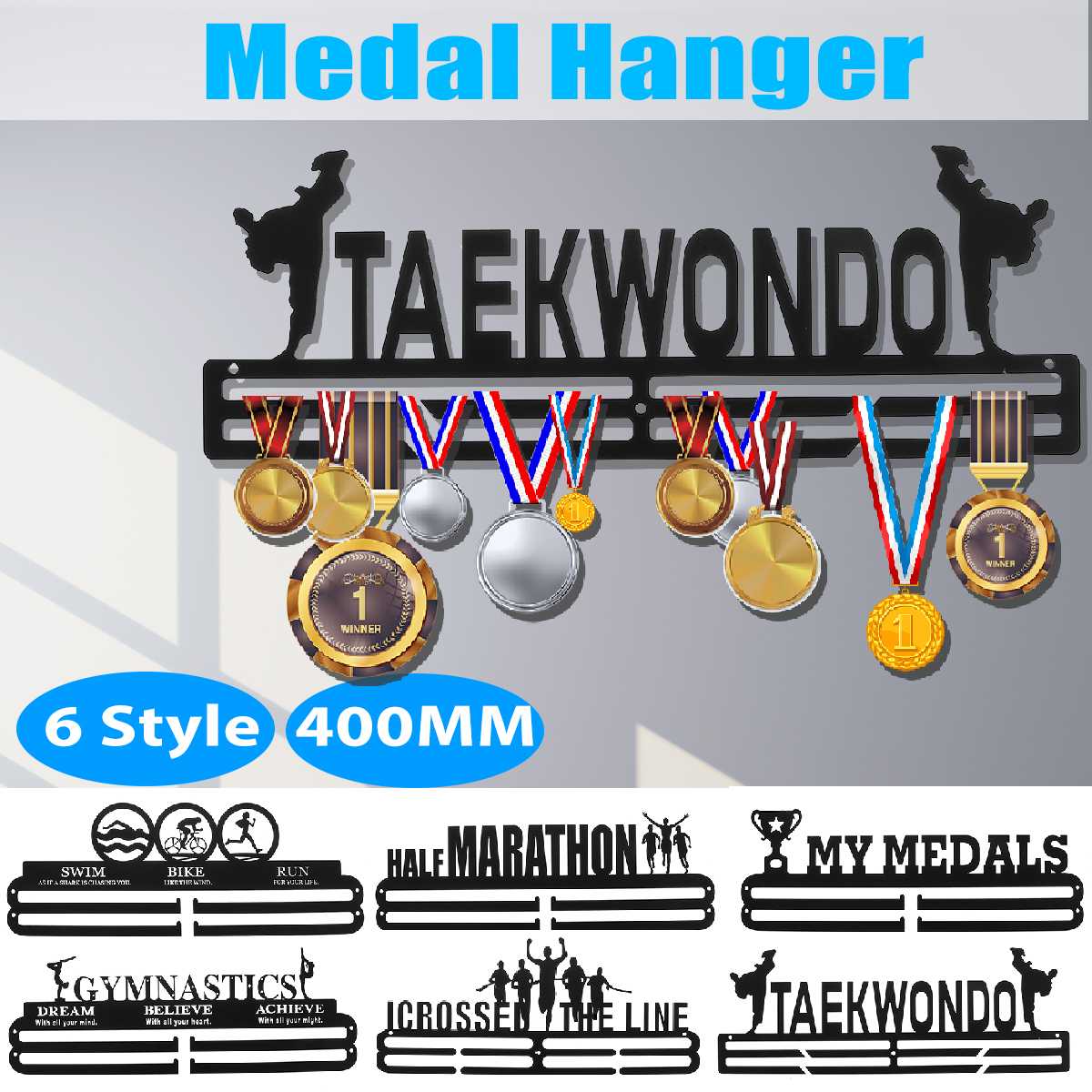 Durable Stainless Steel Medal Hanger Medal Holder Display Rack Running Swimming Gym Marathons Bike Sport Medal Decoration