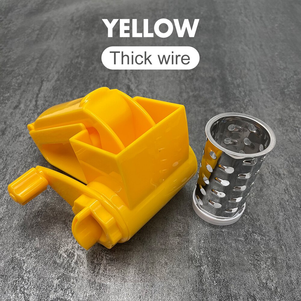 Stainless Steel Rotary Cheese Grater Gadgets for Kitchen Cheese Slicer Machine Wire Oiler for Butter Box Dish Chocolate Shredder: YELLOW-2