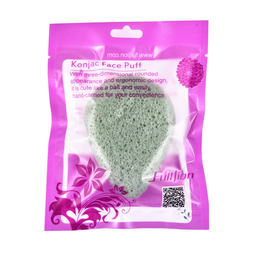 Fulljion 6 Farben Natürliche Konjac Gesichts Puff Gesicht Reinigen Waschen Schwamm Peeling Reinigung Schwamm Puff Gesichts Reiniger Werkzeug: Grün mit Paket