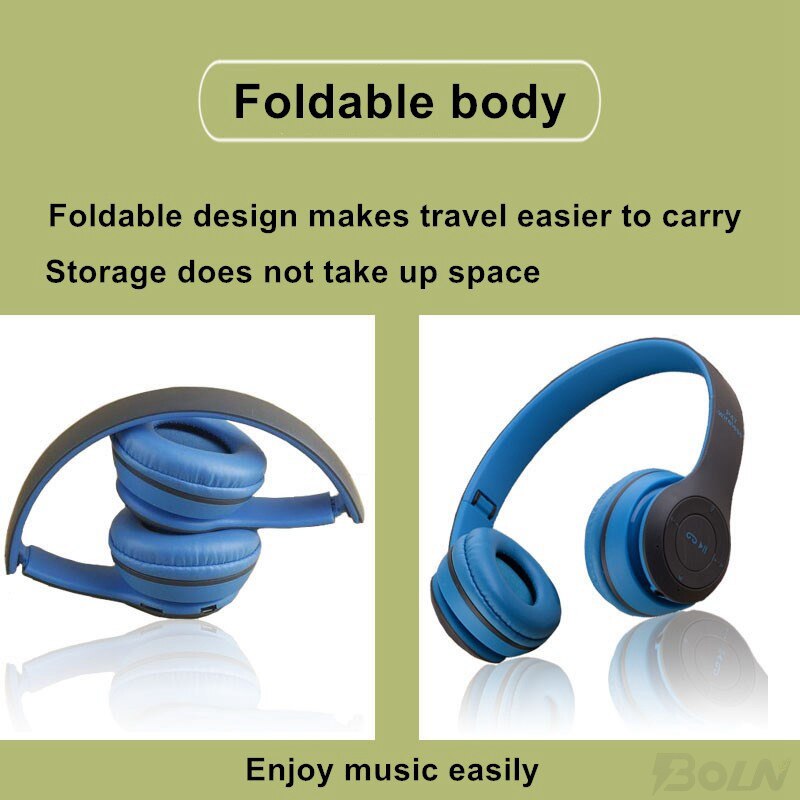 P47 Wireless Headphones Bluetooth 5.0 Earphones Foldable Bass Helmet Support TF-Card For All Phone PC PS4 With Mic Headsets
