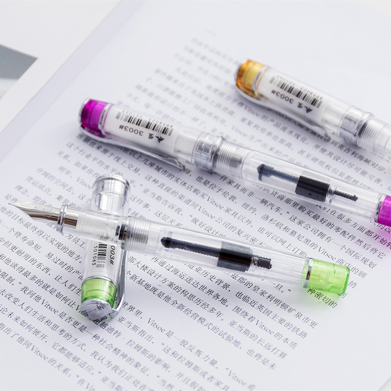 Set van 5 stuks wing sung 3003 transparante vulpen wingsung converter inktpen iridium ef /f 0.38/0.5mm voor studentenkantoor