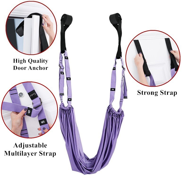 Verstelbare Antenne Yoga Riem Hangmat Swing Stretching Anti-Zwaartekracht Inversie Oefeningen Multilayer Riem Deur Flexibiliteit Trainer