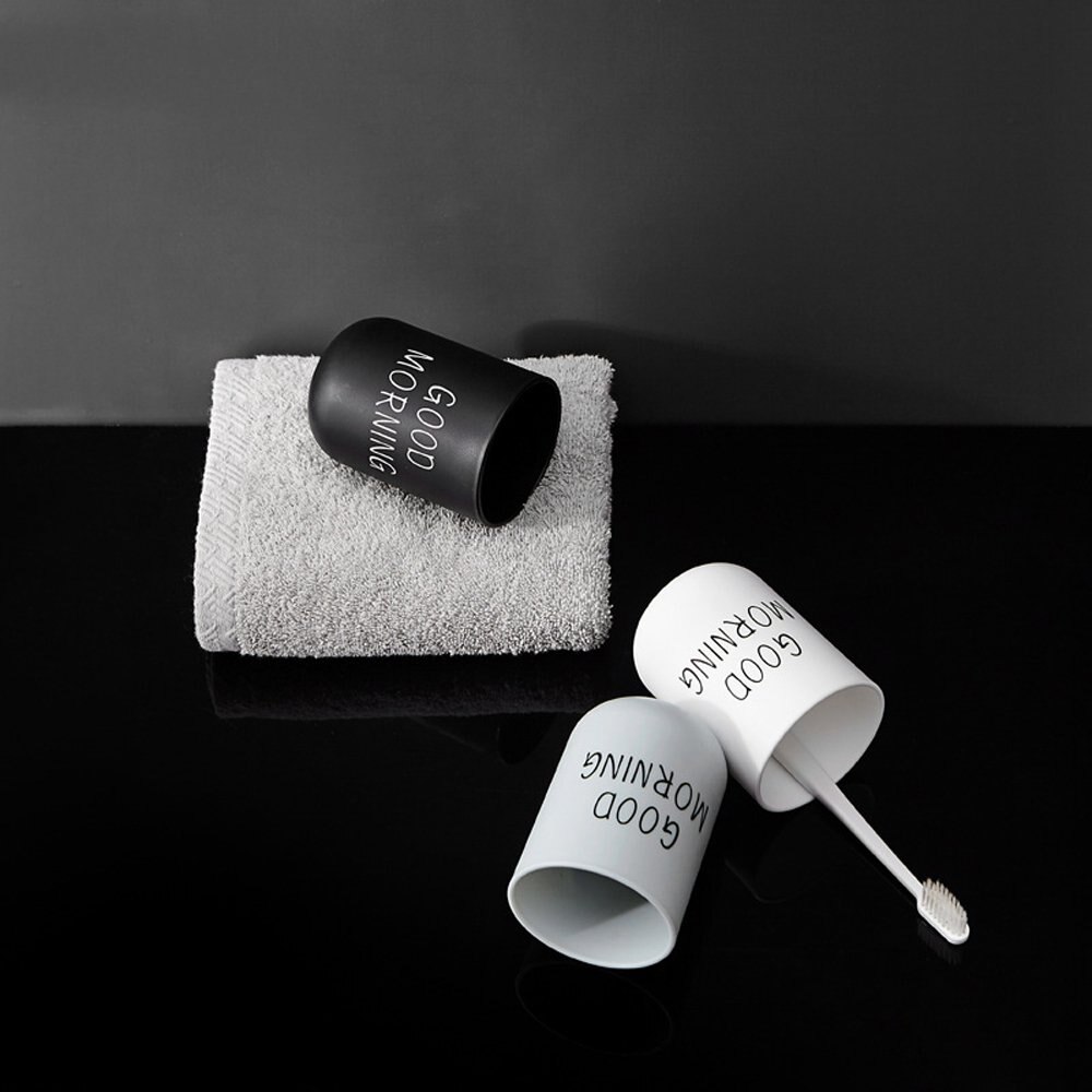 Home Tumblers Good Morning Cup Round Toothbrush Toothpaste Holder Cup Travel Washing Cup Water Mug Bathroom Accessories