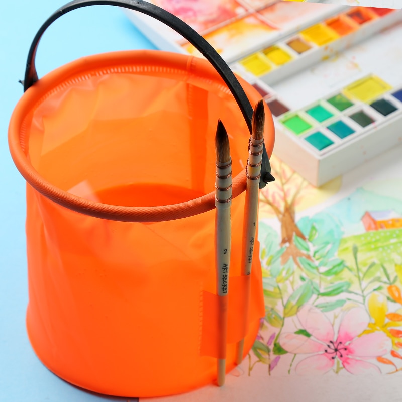 BGLN 1Piece Brush Washing Bucket Plastic Buckets Trumpet Shrink Wash Pen Barrel Art Supplies Random Color