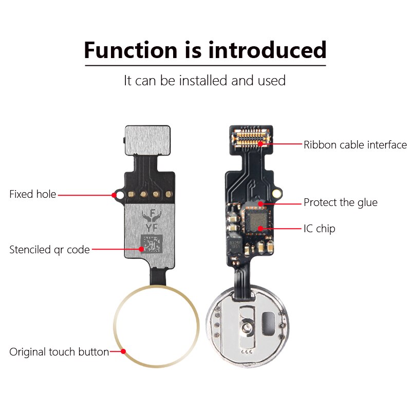 Pour iPhone 7 7P 8 8plus bouton accueil retour retour bouton accueil avec câble flexible autocollant en caoutchouc pas de contact ID empreinte digitale