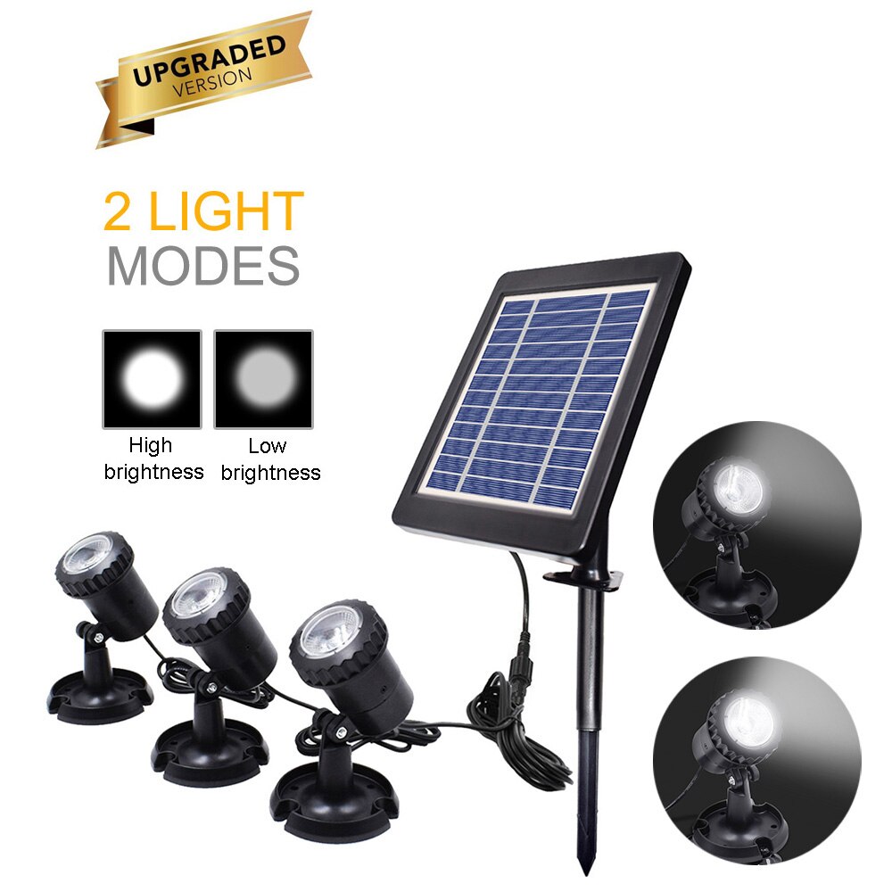 Solar Powered 1/2/3 Lamps Landscape Spotlight Projection Light For Garden Pool Pond Outdoor Lighting Underwater Lights: 3 Spotlight / warm white