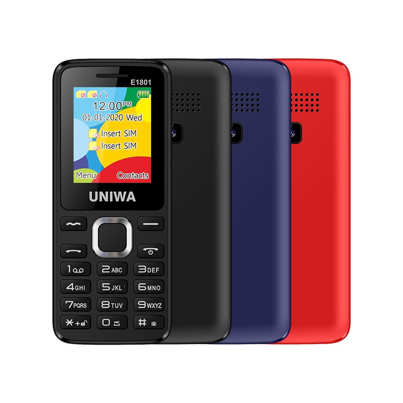 Uniwa E1801 ミニ携帯電話デュアル sim 2 グラム gsm SC6531E バー機能 800 mah 0.08MP 学生のための長老バイブレータートーチ携帯電話