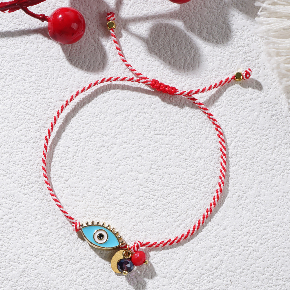 gehen2boho 2024 Martis Schmuck Legierung Böse Augen Kristall Perlen Kette Griechischen März Armbinde Für Frauen Zarte Neujahrsgeschenke
