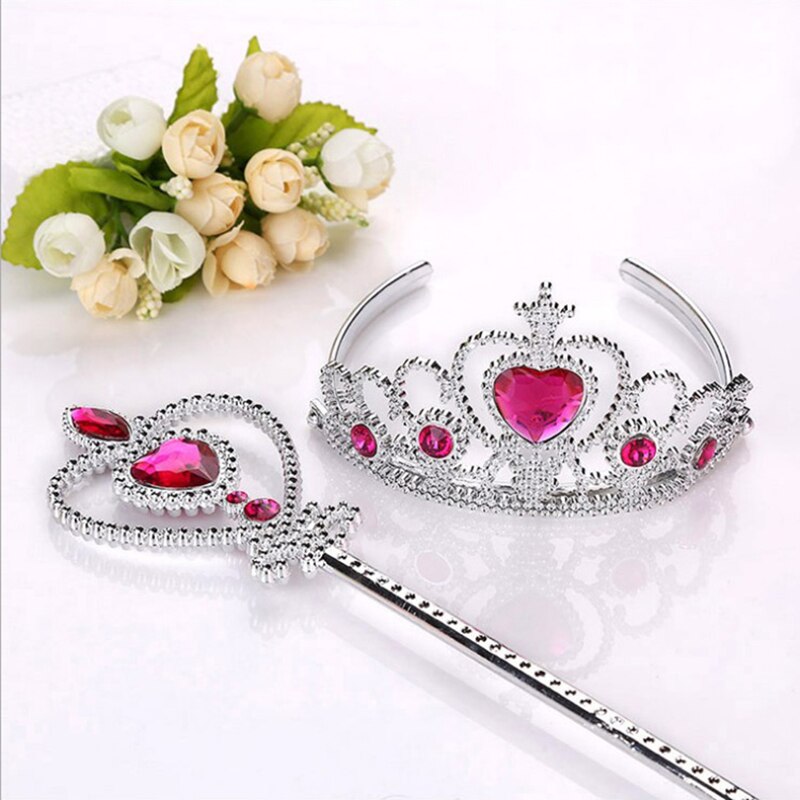 Prinzessin Kostüm Haar Clip Prinzessin Kopfschmuck Mädchen Krone Haar Zubehör Zauberstab einstellen Gebühr Zauberstab Stirnband Schmuck: B